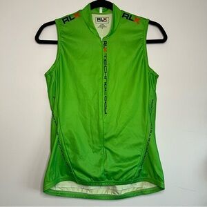 RLX Polo‎ Sport Cycling Jersey M Green Sleeveless Tech Pockets USA Made